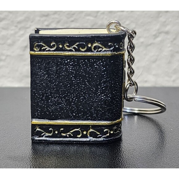 Tiny Ceramic Grimoire of Magic – Red & Black Spellbook Keychain - Picture 5 of 12